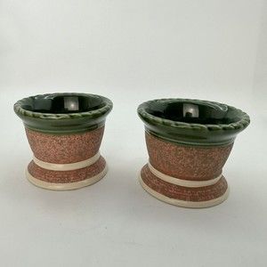 Partylite Mediterraneo Votive Garden Candle Holder Stoneware Set of 2